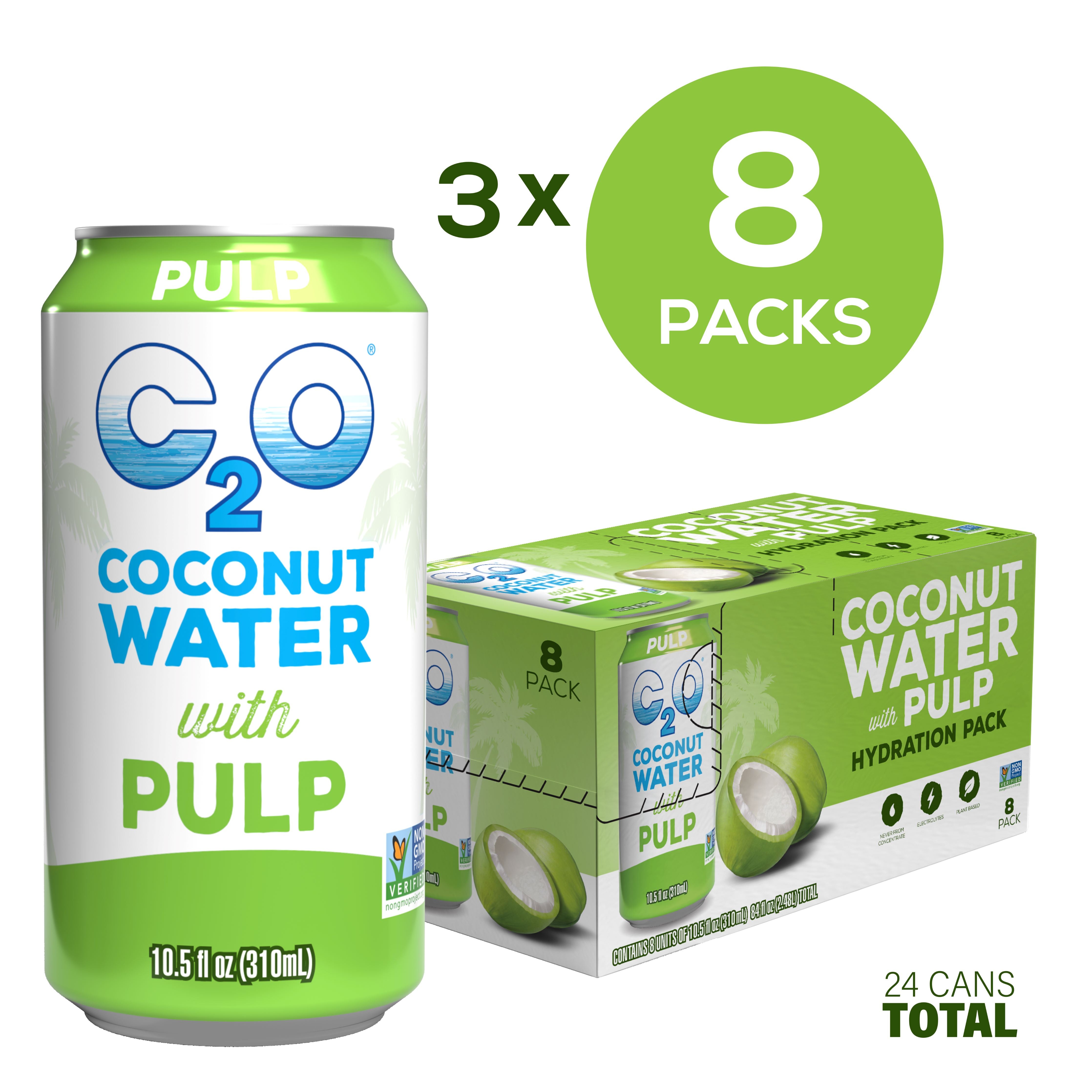 Coconut Water with Pulp - 10.5 fl oz (3 Packs of 8)